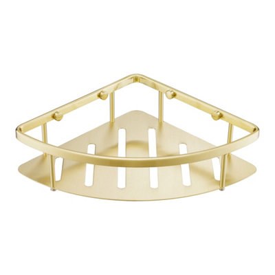 B&Q -  Brushed Brass Single Shower Corner Caddy Basket