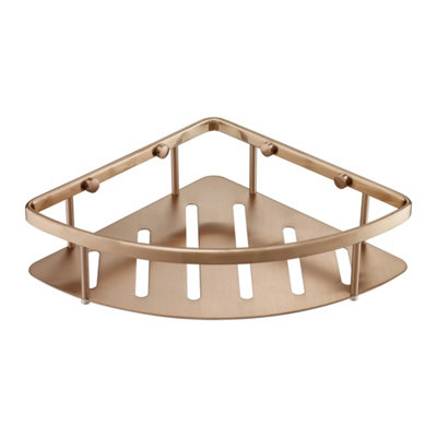 B&Q -  Brushed Bronze Single Shower Corner Caddy Basket
