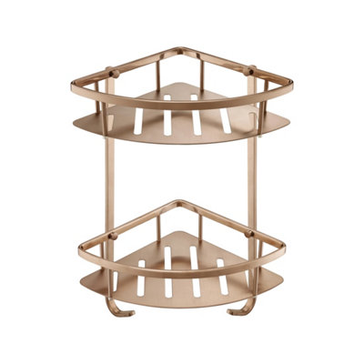 B&Q -  Brushed Bronze Double Shower Corner Caddy Basket