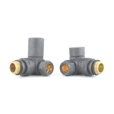 Fnx Bathrooms Manual Radiator Valve SetRound Corner15mm Compression & 1/2" Bsp ThreadLight Grey from B&Q