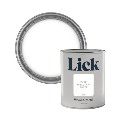 Lick Pure Brilliant White Gloss Metal & Wood Paint750Ml from B&Q