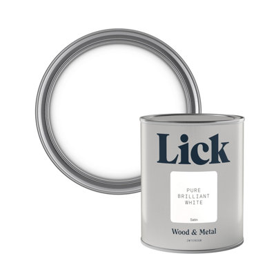 Lick Pure Brilliant White Satin Metal & Wood Paint750Ml from B&Q