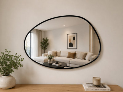 B&Q -  Pebble Shaped Wall Mirror With  Black Metal Frame