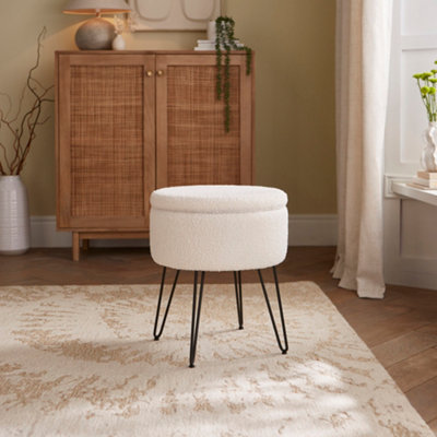 Avery Boucle Teddy Storage Stool from B&Q