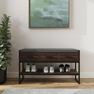 Gfw Unisex Walnut Quinn Industrial Shoe Bench With Storage In Small - Image 9