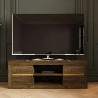 B&Q Astley 4 Drawer 2 Shelf Tv Unit Gold