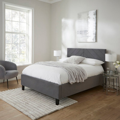 GFW Double Ottoman Bed - Velvet - Grey - Image 7