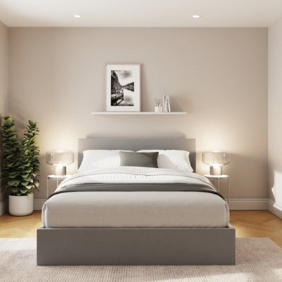 Gfw End Lift Ottoman Bed 120Cm Velvet Charcoal Grey Small Double from B&Q