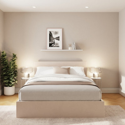  - Gfw End Lift Ottoman Bed 120Cm Velvet Natural Small Double