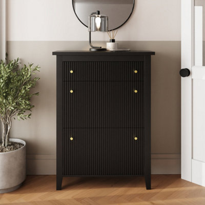 GFW - Garrucha Shoe Cabinet - 2 Door - 1 Drawer - Black - Image 5