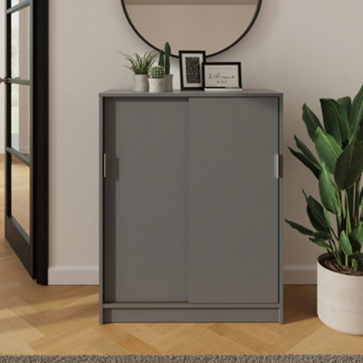 Leighton 2 Sliding Door Shoe Cabinet Grey Gfw - Image 7