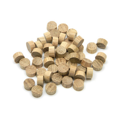 B&Q Oakcrafts - 12.7Mm - 1/2" Oak Flat Head End Plug - Pack Of 100 Grain