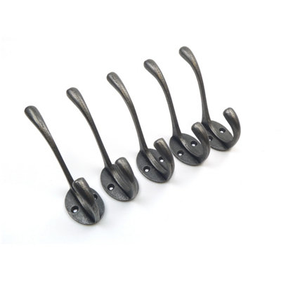Oakcrafts Cast Iron Victorian School House Style Hat and Coat Hook - Pack of 5 - Image 3
