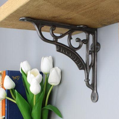  - OakcraftsPair Of Antique Cast Iron London Piccadilly Shelf Bracket195mm X 180mm