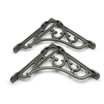 B&Q Light Oakcrafts - Pair Of Antique Cast Iron Victorian Style Heritage Shelf Brackets - 150Mm X 150Mm