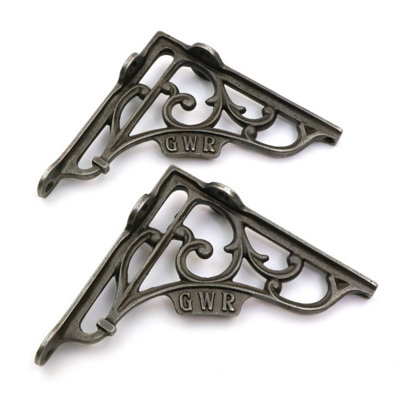 OakcraftsPair Of Antique Cast Iron 'gwr' Railway Shelf Brackets125mm X 125mm from B&Q
