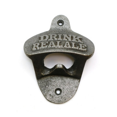 OakcraftsAntique Cast Iron 'drink Real Ale' Wall Mounted Bottle Opener (Approx 100mm X 80mm) from B&Q