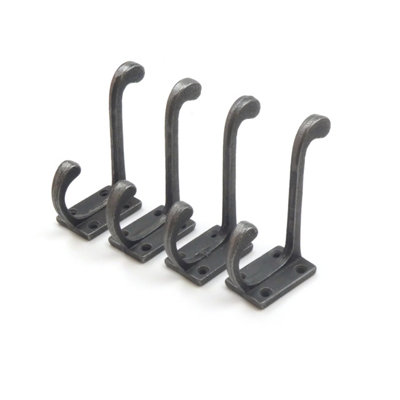 Rackhams Dark Antique Cast Iron Hall Stand Coat Hook - Pack Of 4 Hooks - Image 3