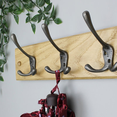  - OakcraftsAntique Cast Iron Victorian Triple Coat HookPack Of 5 Hooks