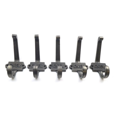 OakcraftsAntique Cast Iron Gner Railway Coat HookPack Of 5 from B&Q