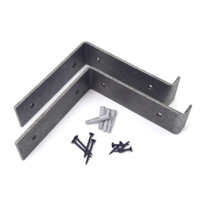 OakcraftsPair Of Lipped Scaffold Board Shelf Brackets Cast Iron150mm X 150mm from B&Q