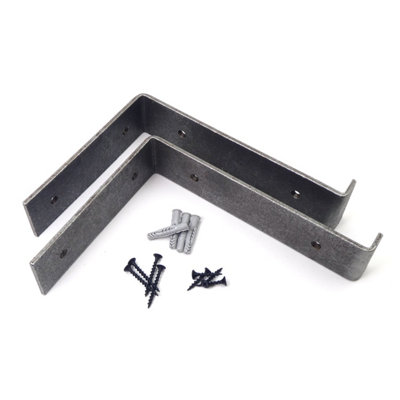 OakcraftsPair Of Antique Cast Iron Industrial Lipped Edge Scaffold Board Shelf Brackets150mm X 200mm from B&Q