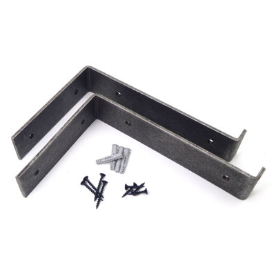 OakcraftsPair Of Lipped Scaffold Board Shelf Brackets Cast Iron150mm X 230mm from B&Q