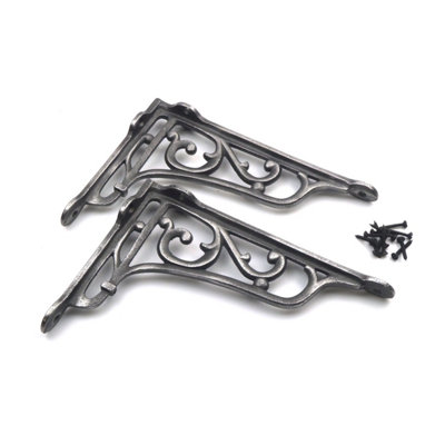 B&Q Oakcrafts - Pair Of Antique Cast Iron Victorian Style Heritage Shelf Brackets - 220Mm X 150Mm