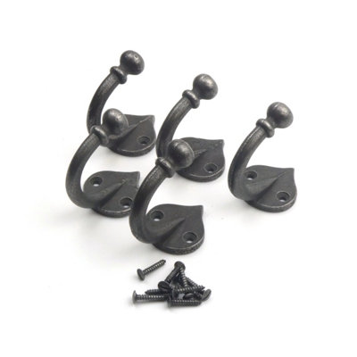 Oakcrafts- Antique Cast Iron Single Ball End Robe Hook60mm X 50mm from B&Q