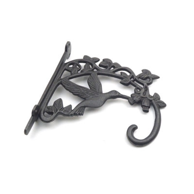 B&Q Oakcrafts - Antique Cast Iron Small Decorative Hummingbird Bracket For Hanging Baskets