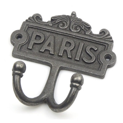 OakcraftsAntique Cast Iron Vintage Style Paris Twin Coat Hook115mm X 120mm from B&Q