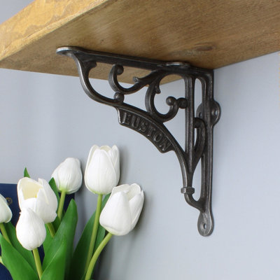  - OakcraftsPair Of Antique Cast Iron London Euston Shelf Brackets150mm X 150mm