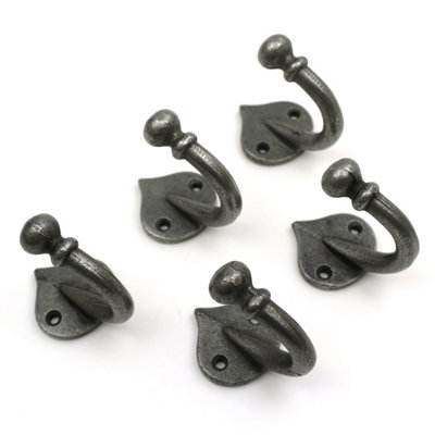 OakcraftsAntique Cast Iron Single Ball End HookPack Of 5 from B&Q