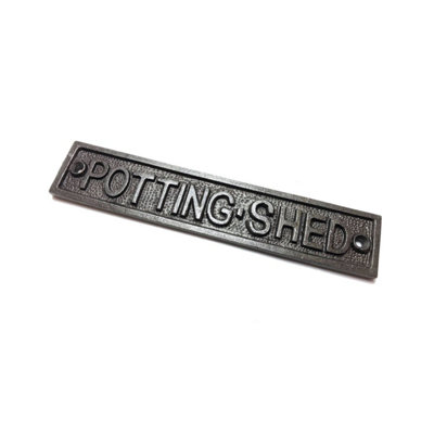  - OakcraftsAntique Cast Iron Potting Shed Sign162mm X 33mm