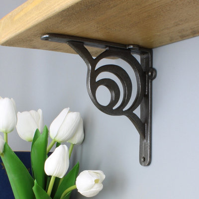 OakcraftsPair Of Antique Cast Iron Lunar Shelf Brackets150mm X 150mm from B&Q