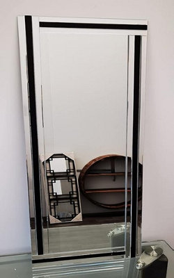 Biznest 40X110Cm Full Length Triple Stripe Black Border Wall Mirror Home Decor Mirror Gift from B&Q