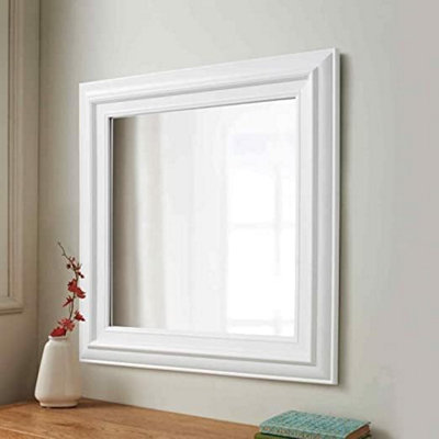 Biznest White Wall Mirror Square Frame Dorset Country Style Wall Mirror For Home Decor 55X55Cm from B&Q