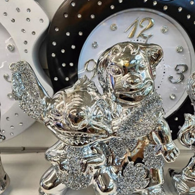 Biznest Bling Crushed Diamond Silver L&s Ceramic Sparkly Shelf Sitter Ornament from B&Q