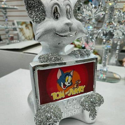 Biznest Crushed Diamond Crystal Jewel Tom And Jerry Carton Disney Silver Bling Ornament from B&Q