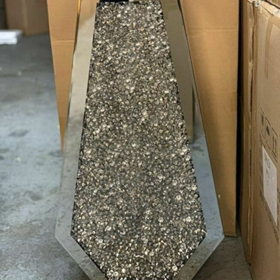 Biznest 70Cm Xl Large Sparkle Diamond Crushed Crystal Sparkly Silver Mirrored Floor Vase from B&Q