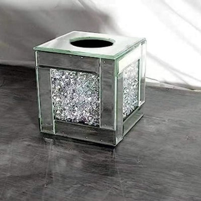 Biznest Cube Mirror Square Strip Border Tissue Box Cover Holder Napkin Holder Bathroom Organizer from B&Q