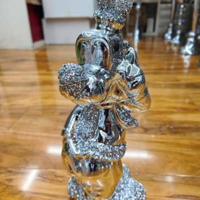 Biznest Crushed Diamond Crowned Silver Buffy Shelf Sitter Bling Unique Ornament Statue from B&Q