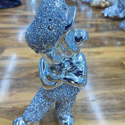 Biznest Crushed Diamond Luigi Silver Shelf Sitter Unique Ornament Statue from B&Q
