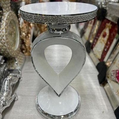 Biznest Venetian Mirrored Table Modern Flower Stand Bed Side Lamp Romany Mosaic (White 63Cm / 04) from B&Q