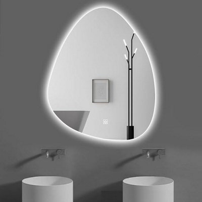 Biznest 70X50 Cm Led Tear Drop Lighted Bathroom Wall Mirror 3 Color Light Touch Switch With Fog Pad (70X50 Cm Tear Drop L8040) from B&Q