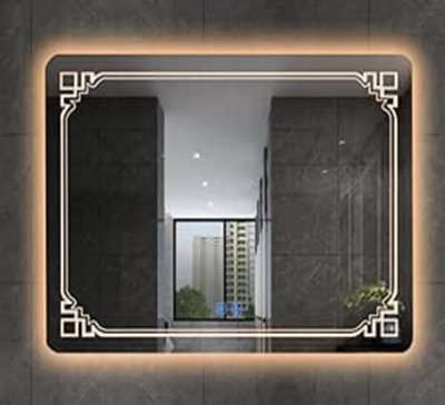 Biznest 70X50 Cm Led Rectangle Stylish Lighted Bathroom Wall Mirror Warm Light Fog Pad (70X50 Cm Rectangle Stylish L102) from B&Q