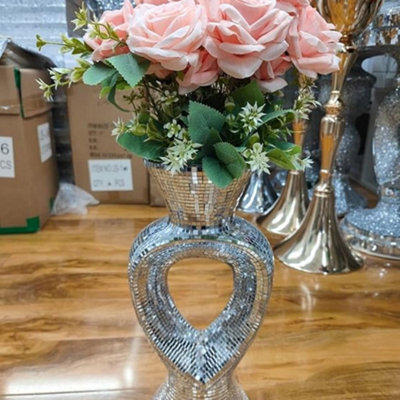 Biznest 40 Cm Silver Ceramic Mirrored Pot Vase Full Mirror Home Decoration Flower Vase 112 from B&Q
