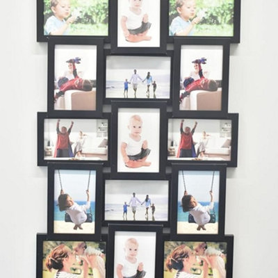 Biznest 15 Picture Multi Aperture Photo Frame For 15 Photos Holds 6X4 Home DecorationLiving RoomBedroom Room (Black) from B&Q