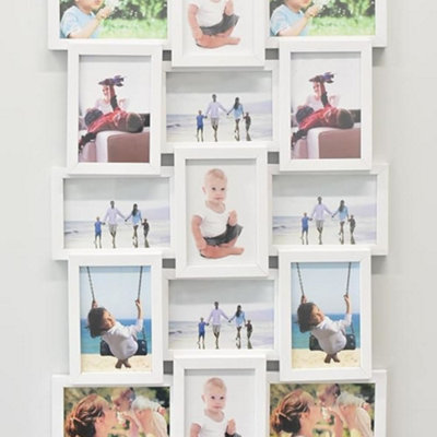 Biznest 15 Picture Multi Aperture Photo Frame For 15 Photos Holds 6X4 Home DecorationLiving RoomBedroom (White) from B&Q