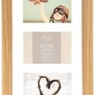 Biznest 3 Multi-Aperture Frame Photos Multi Picture Wall Frame Family Rules Collage Frame Photo Frame 26X43Cm (Oak) from B&Q